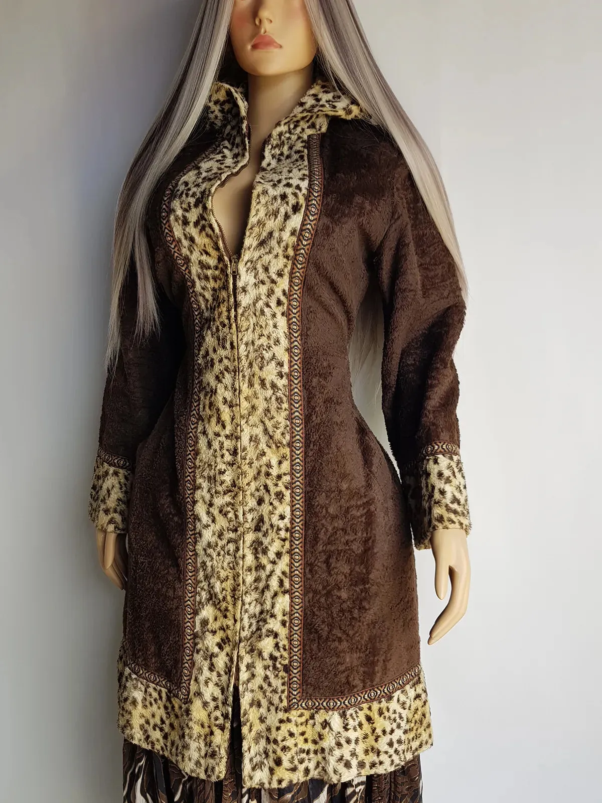 1960s Vintage Rare & Wild Leopard Rockstar Hooded Coat - Authentic Penny Lane Vibes - Vegan