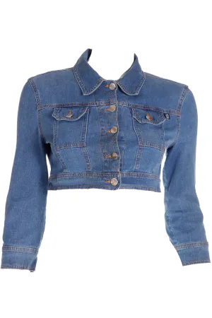 1980s Moschino Jeans Vintage Super Cropped Blue Denim Jacket