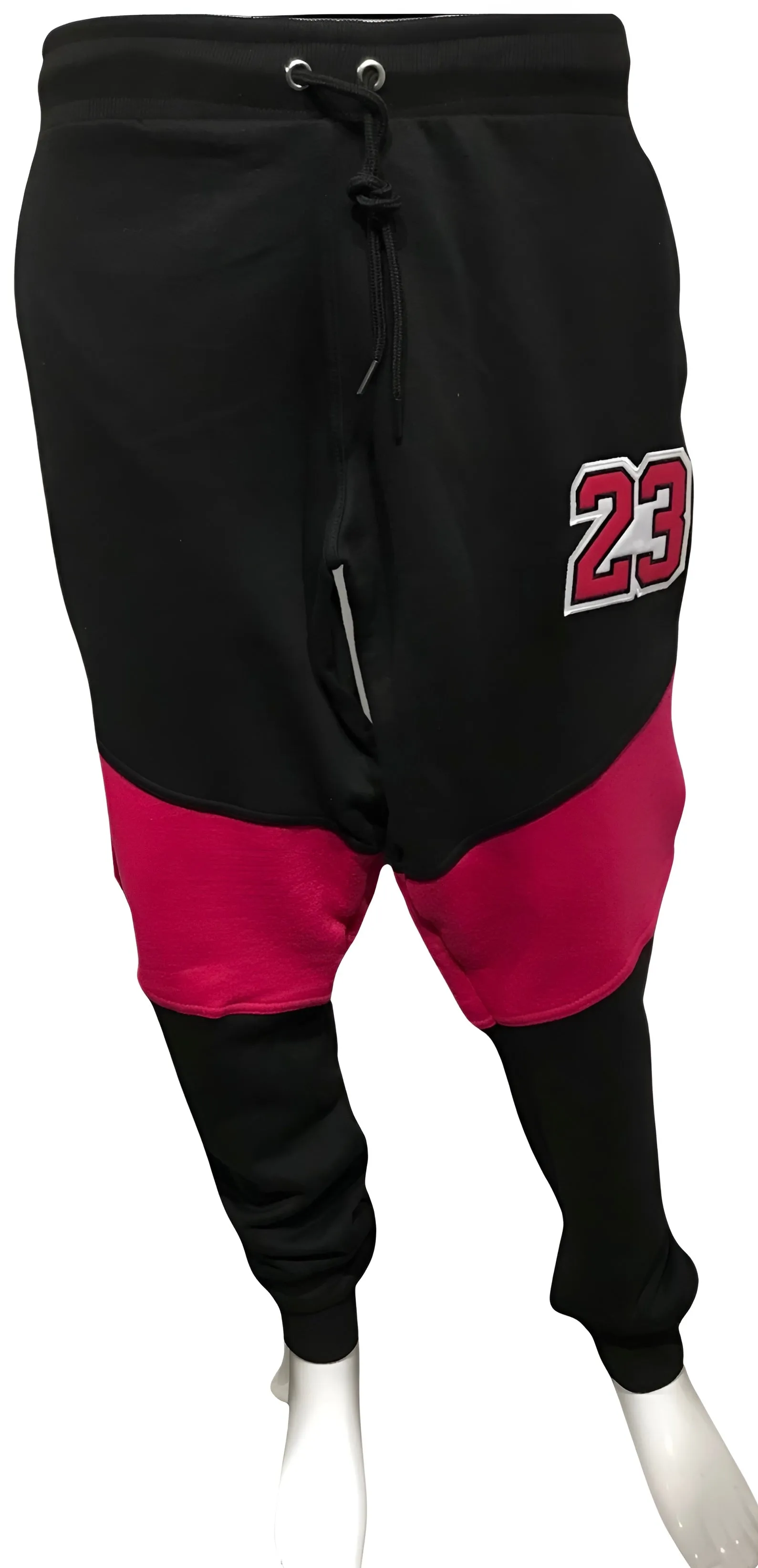 ^23^ (BLACK-HOT PINK) JOGGER SWEATPANTS (CUT & SEW) (UNISEX)