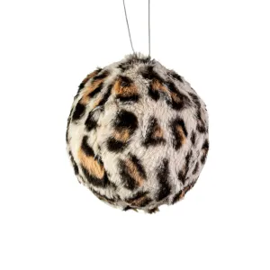 4.5" Ivory Cheetah Fur Ball Ornament