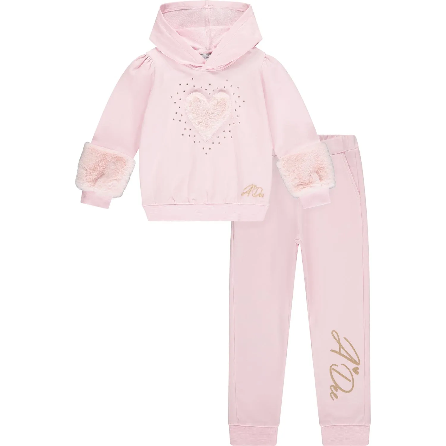 A DEE - Paris Faux Fur Heart Tracksuit - Pale Pink