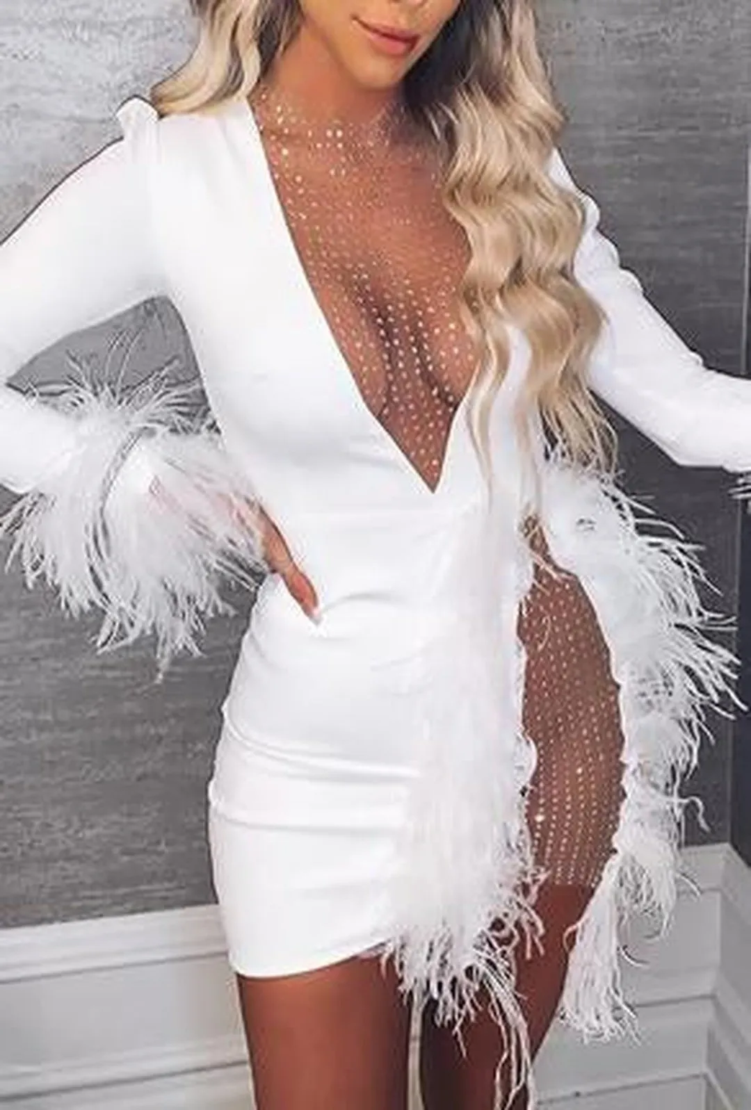 ALEXUS - FEATHER & SEQUIN DRESS