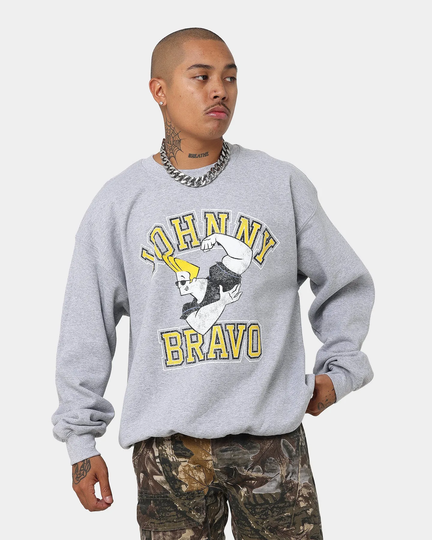 American Thrift X Johnny Bravo Johnny Bravo Crewneck Grey