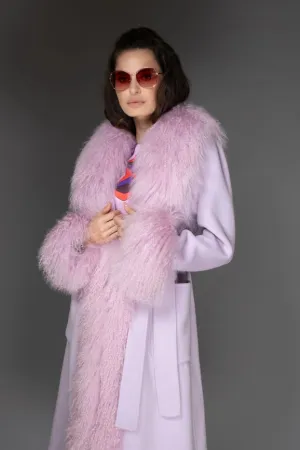 Aw Coat - Light Purple Cashmere & Mongolian Shearling Coat