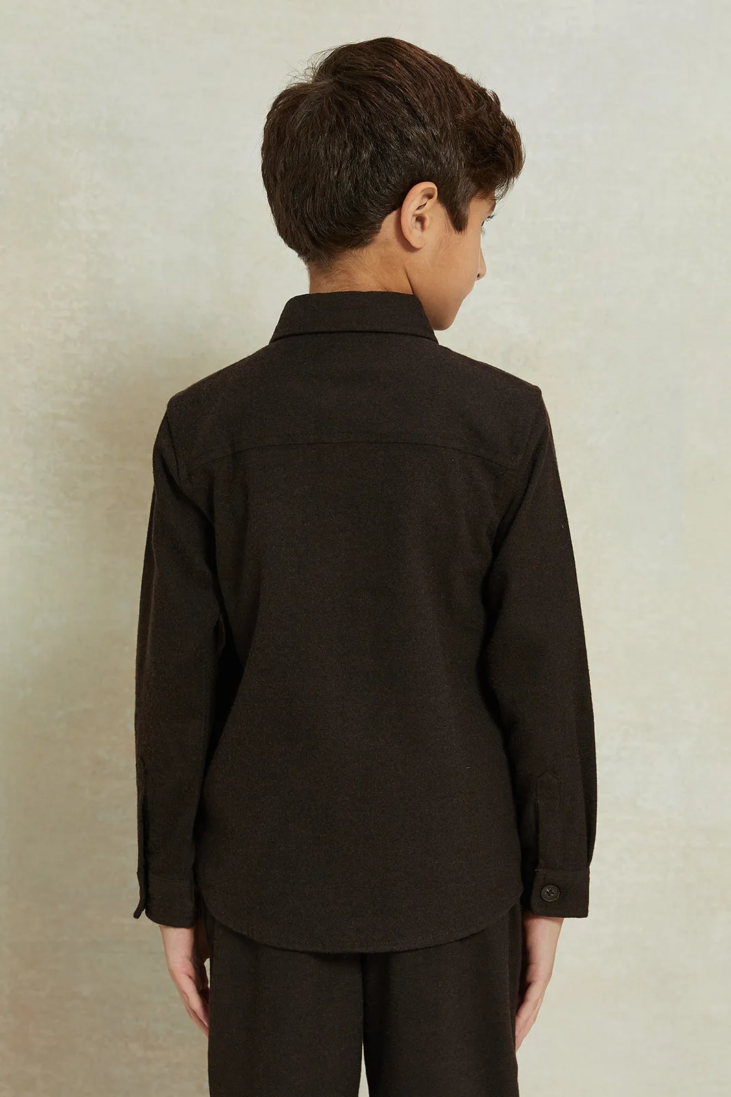 Boys Brown Coordinate Shirt