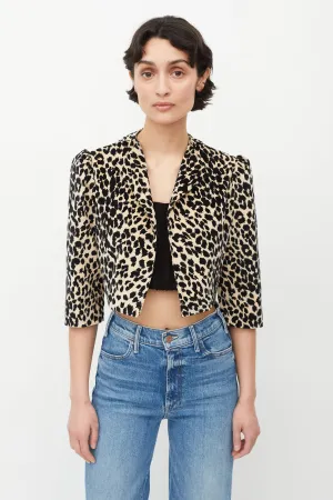 Brown & Black Print Cropped Jacket