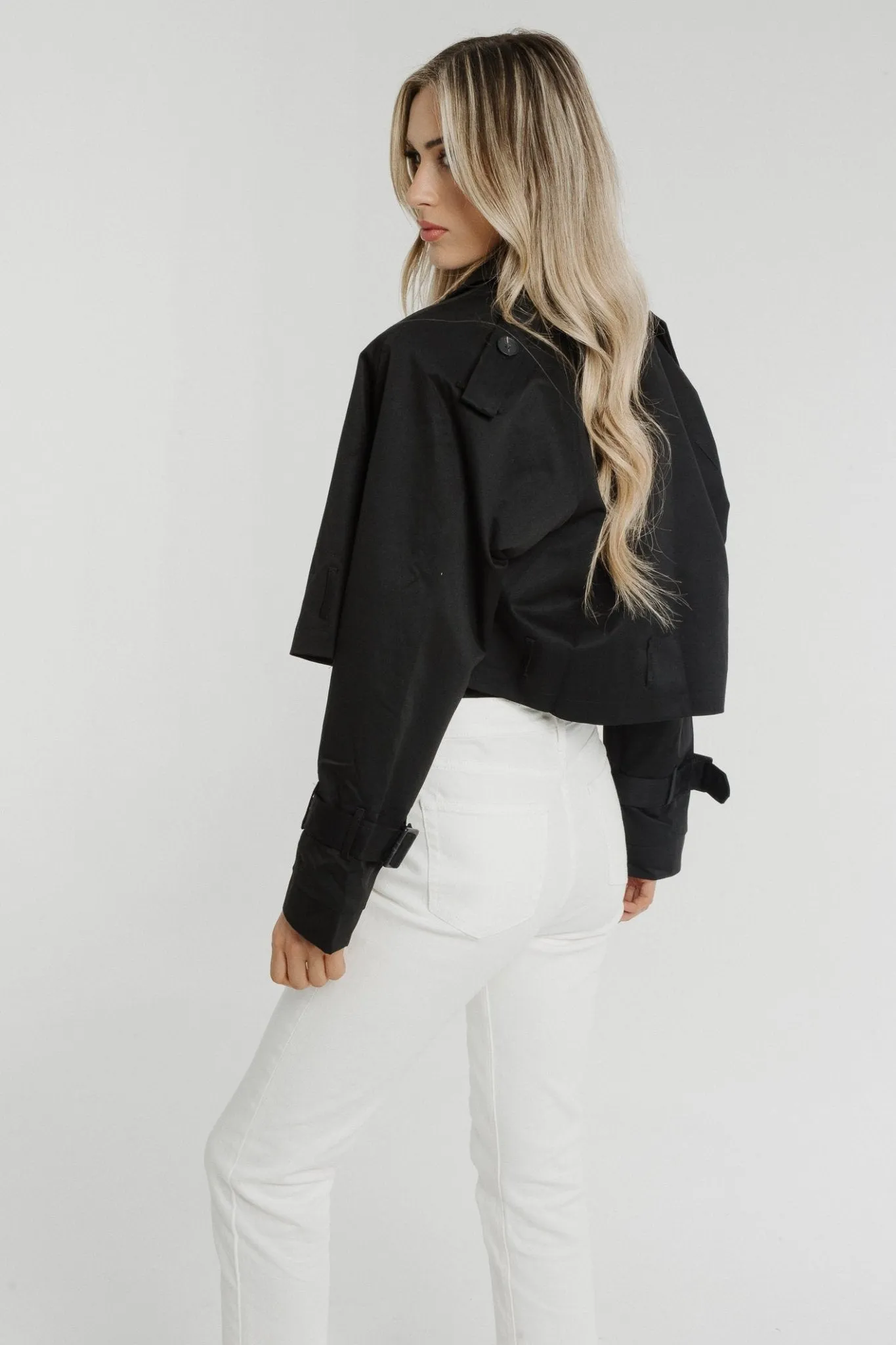 Caitlyn Belted Crop Jacket In Black