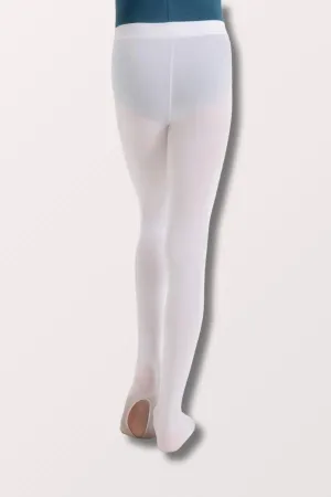 Children's Ultra Soft Self Knit Waistband Transition Tights - White