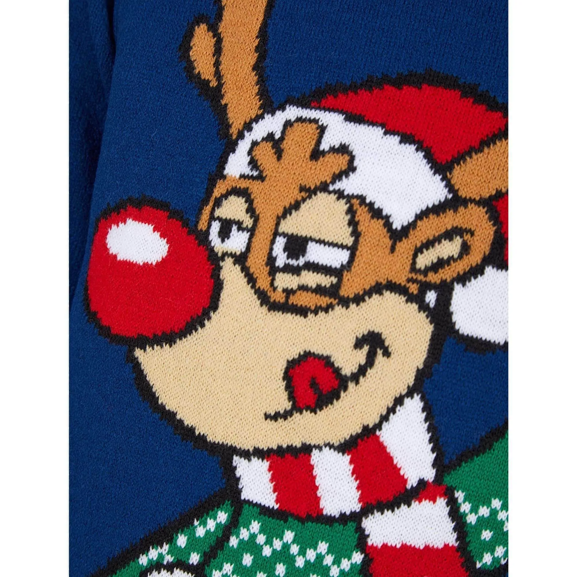 Christmas Reindeer Snow Junior Christmas Jumper - Blue