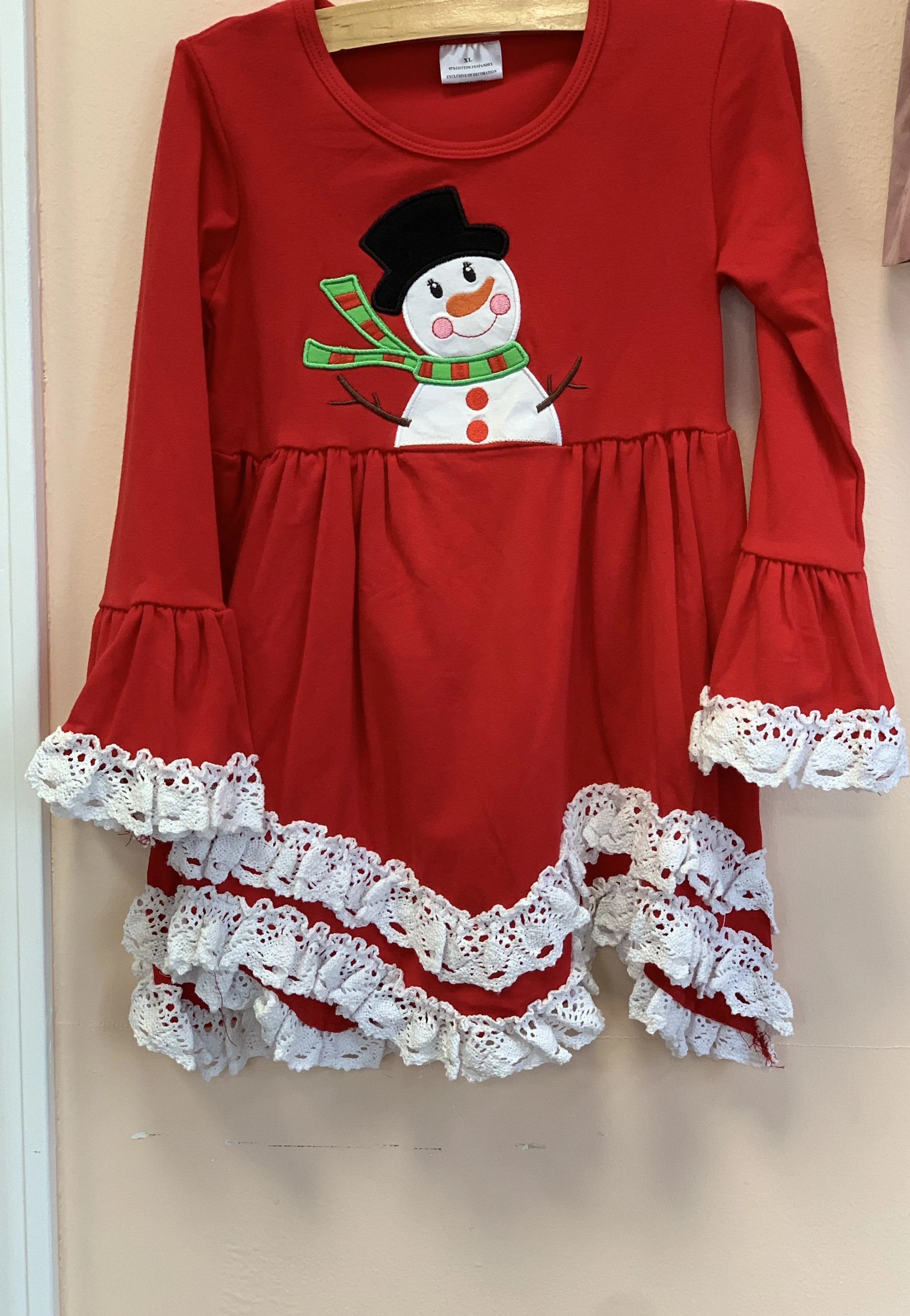 Christmas Snowman Ruffled Dress