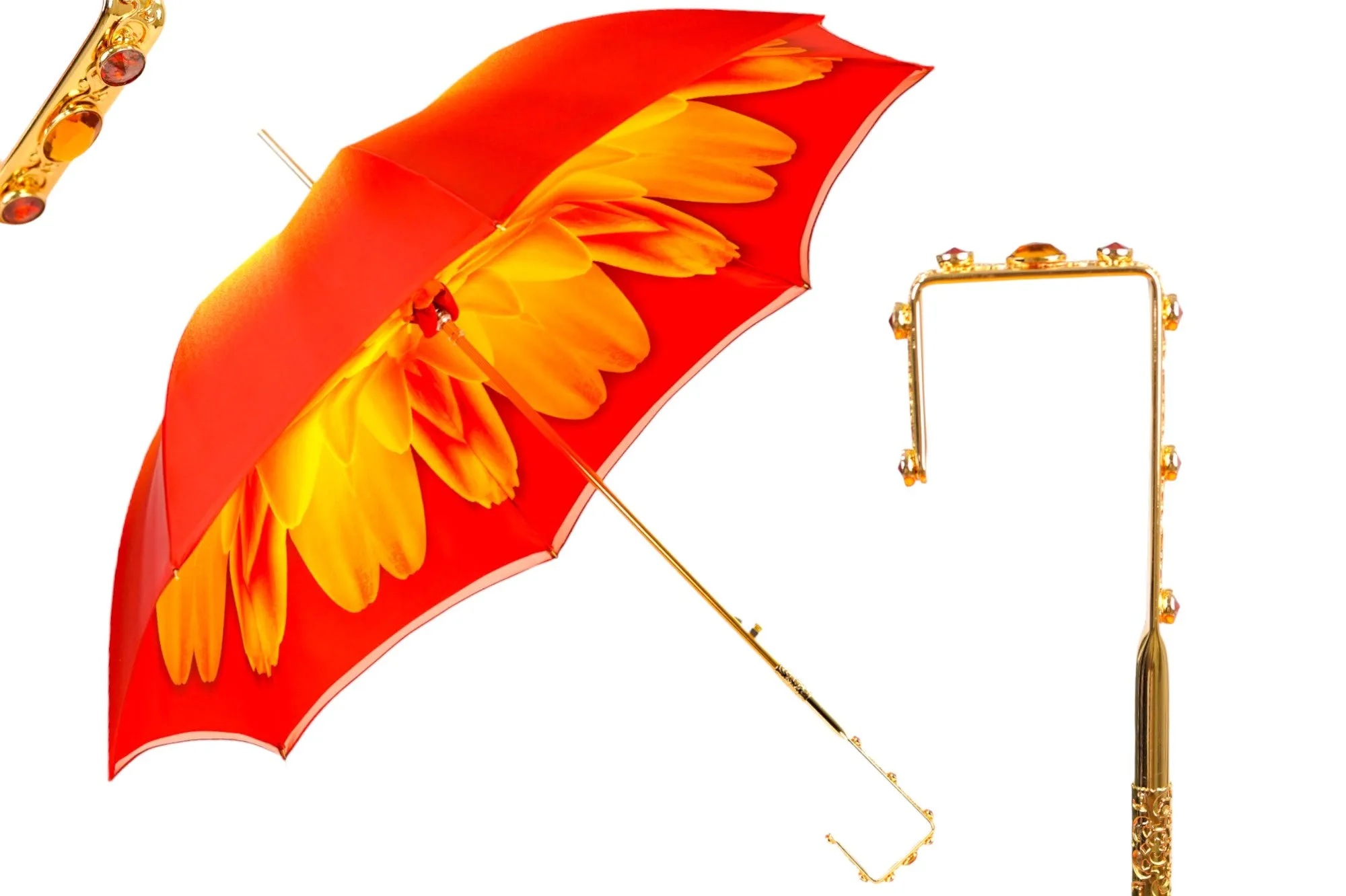 Colorful Handcrafted Umbrella with Flower, Made in Italy