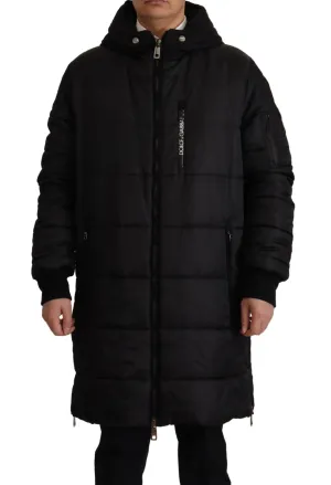 Dolce & Gabbana Black Nylon Hooded Parka Coat Winter Jacket