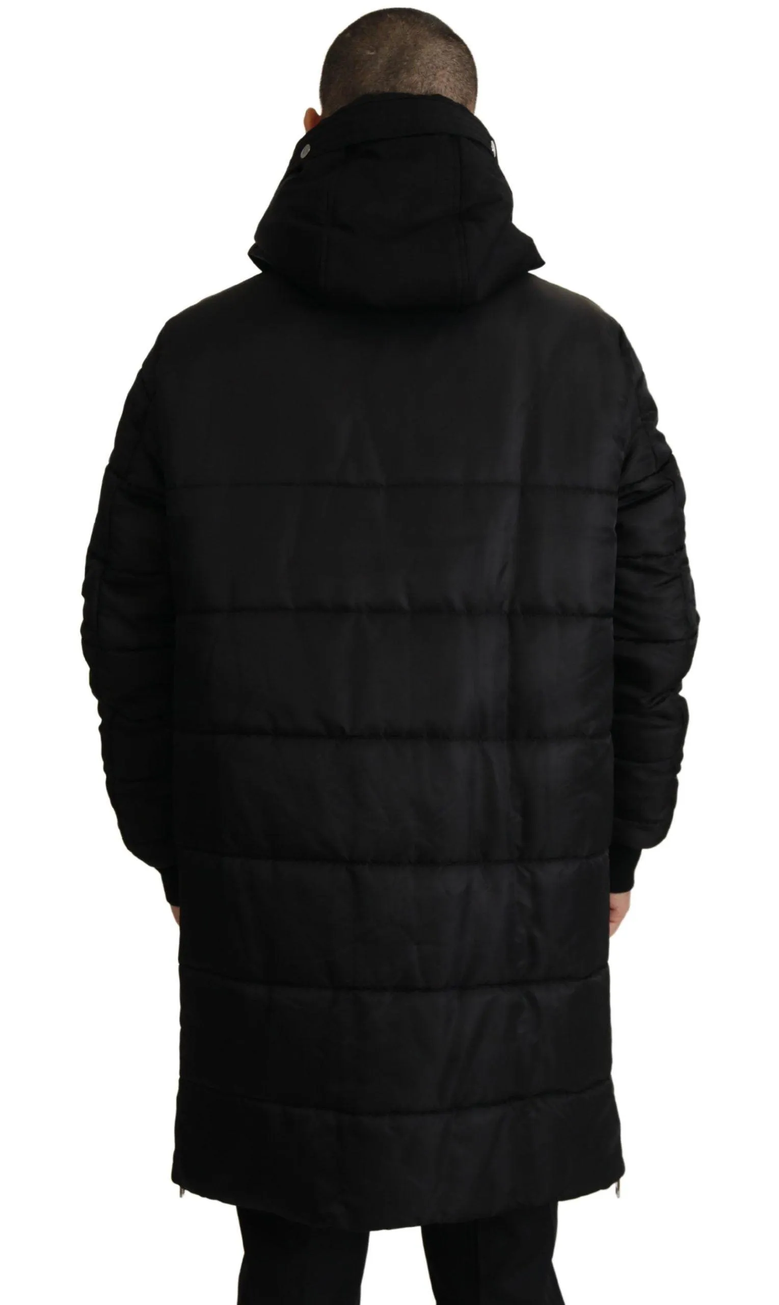 Dolce & Gabbana Black Nylon Hooded Parka Coat Winter Jacket