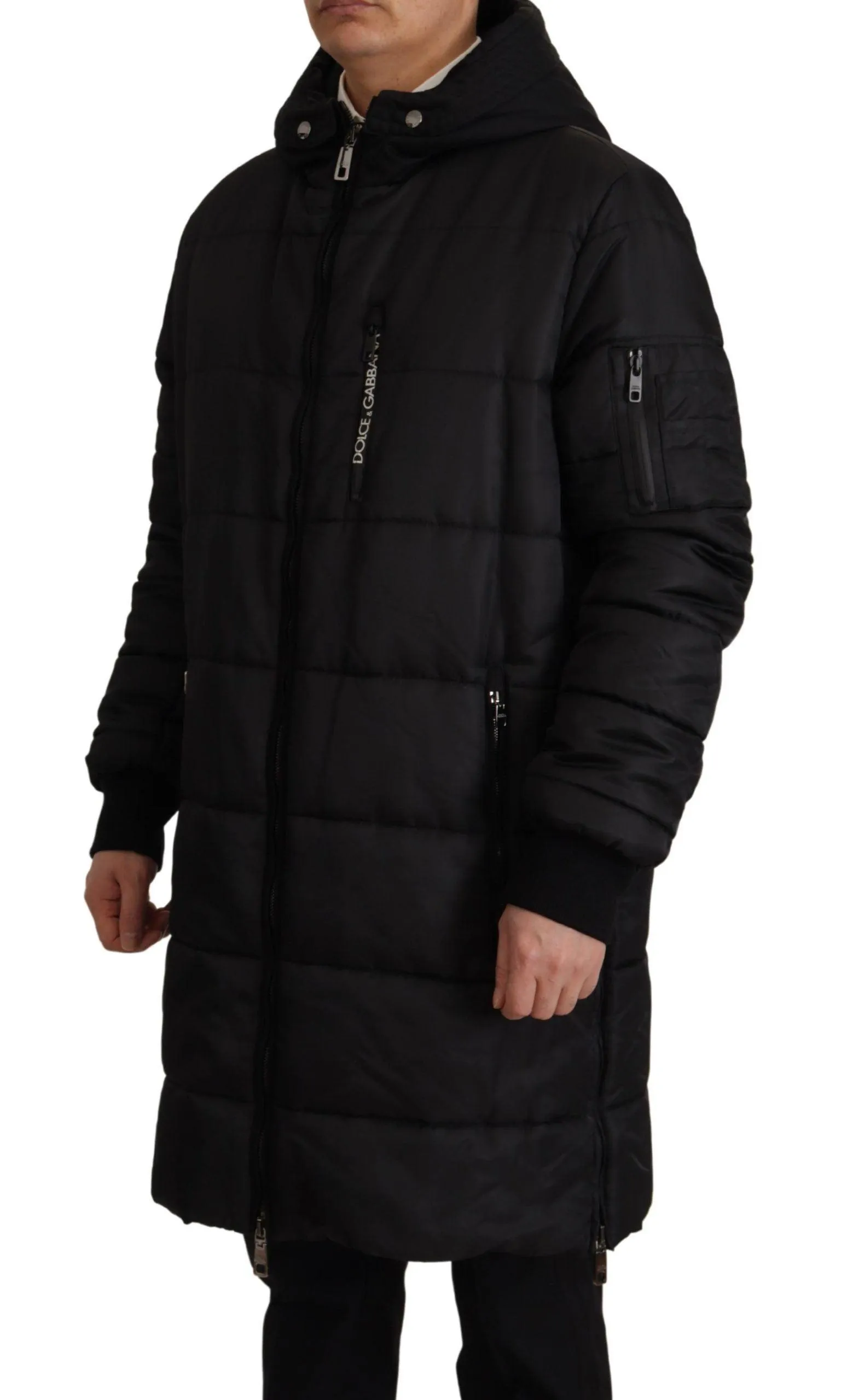 Dolce & Gabbana Black Nylon Hooded Parka Coat Winter Jacket