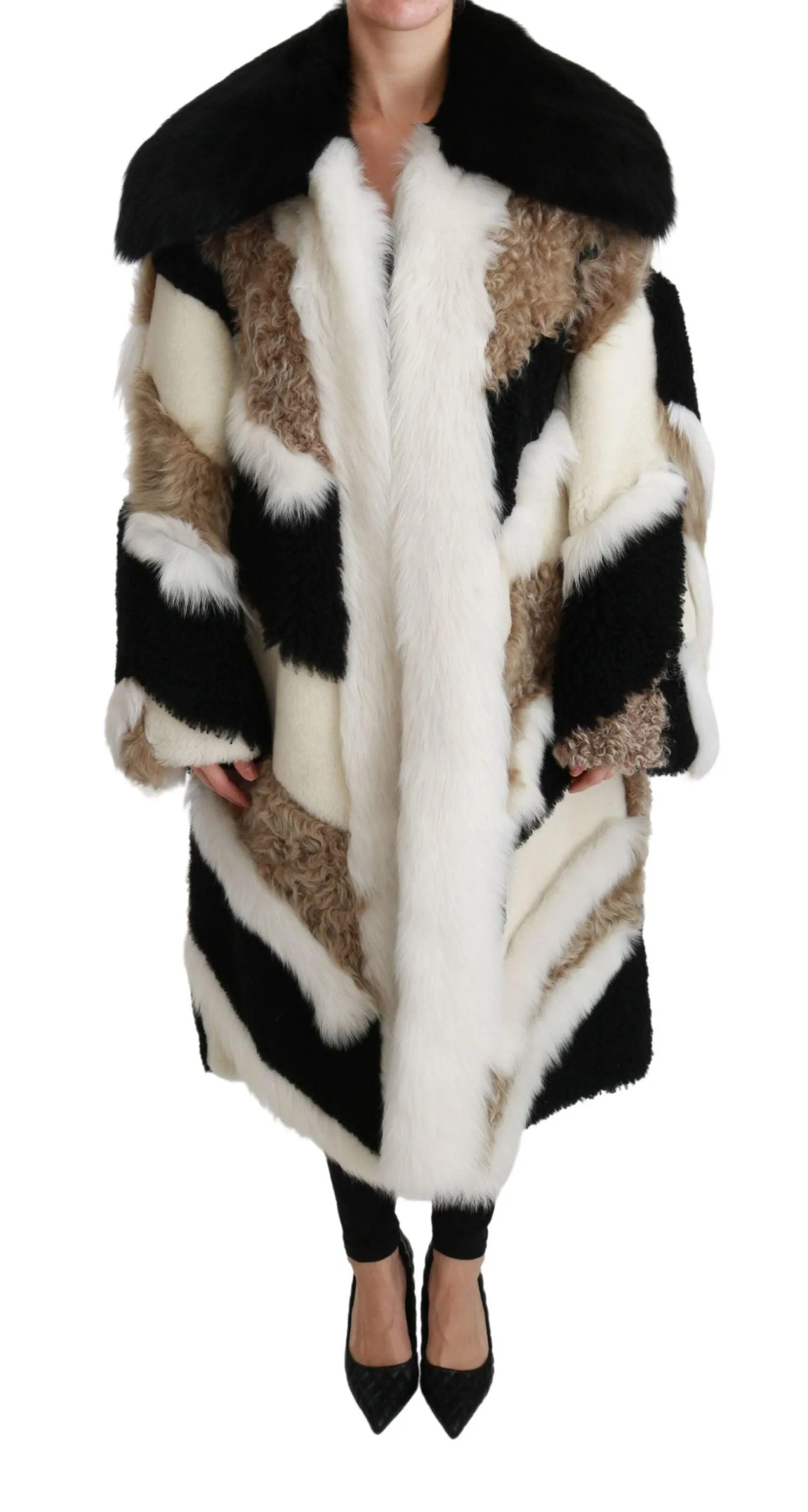 Dolce & Gabbana Sheep Fur Shearling Cape Jacket Coat