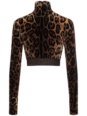 Dolce&amp;Gabbana   Leopard print chenille crop top 