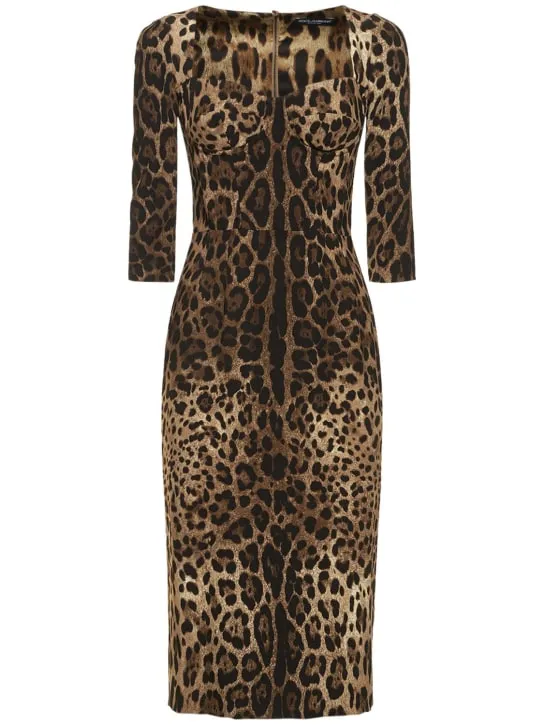 Dolce&amp;Gabbana   Leopard print corset midi dress 