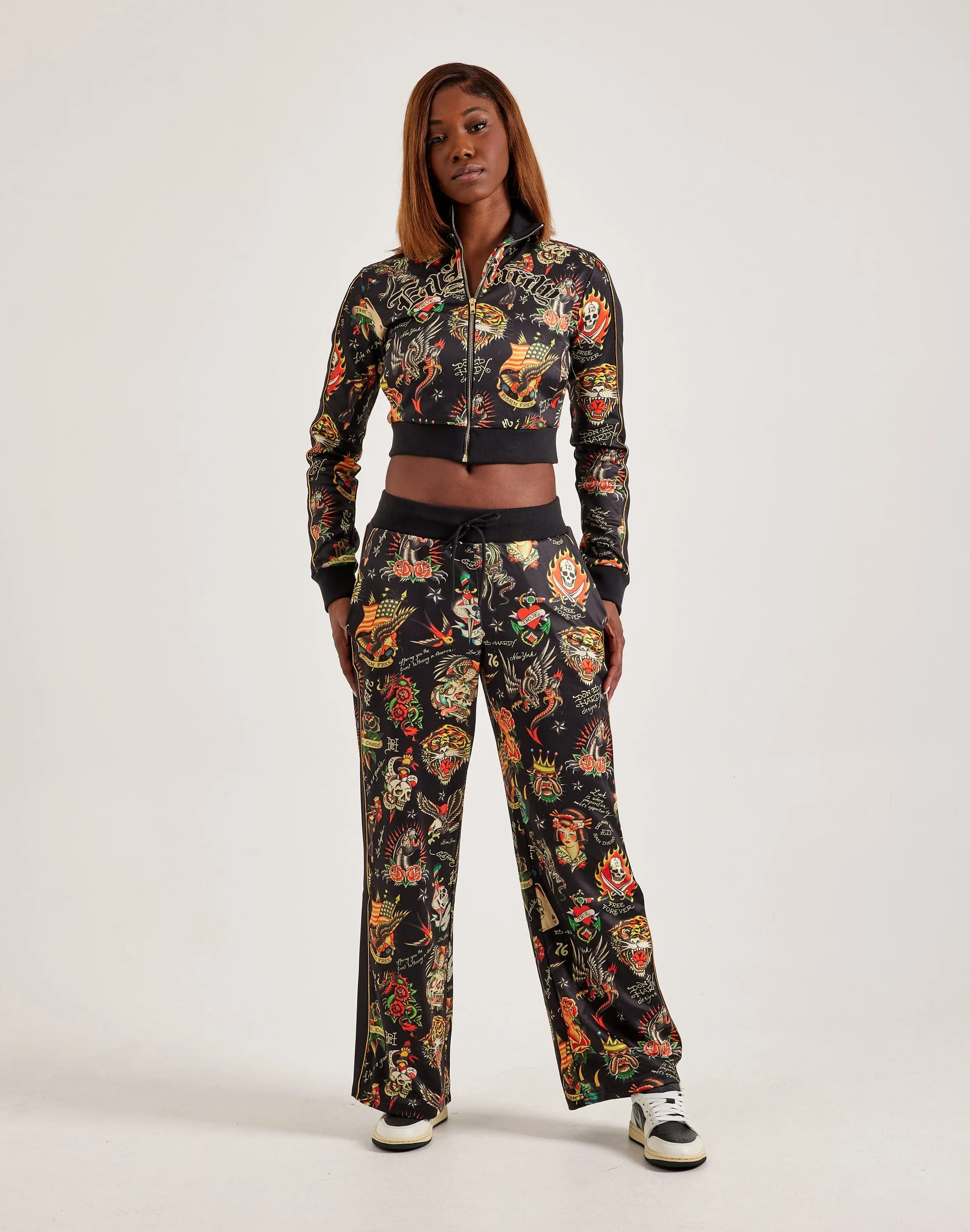 Ed Hardy Shrunken Flashboard Cropped Track Jacket