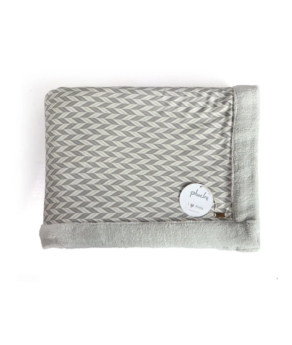 Eleanor- Grey & Natural Single Bed Cotton Knitted Blanket with Fur Back