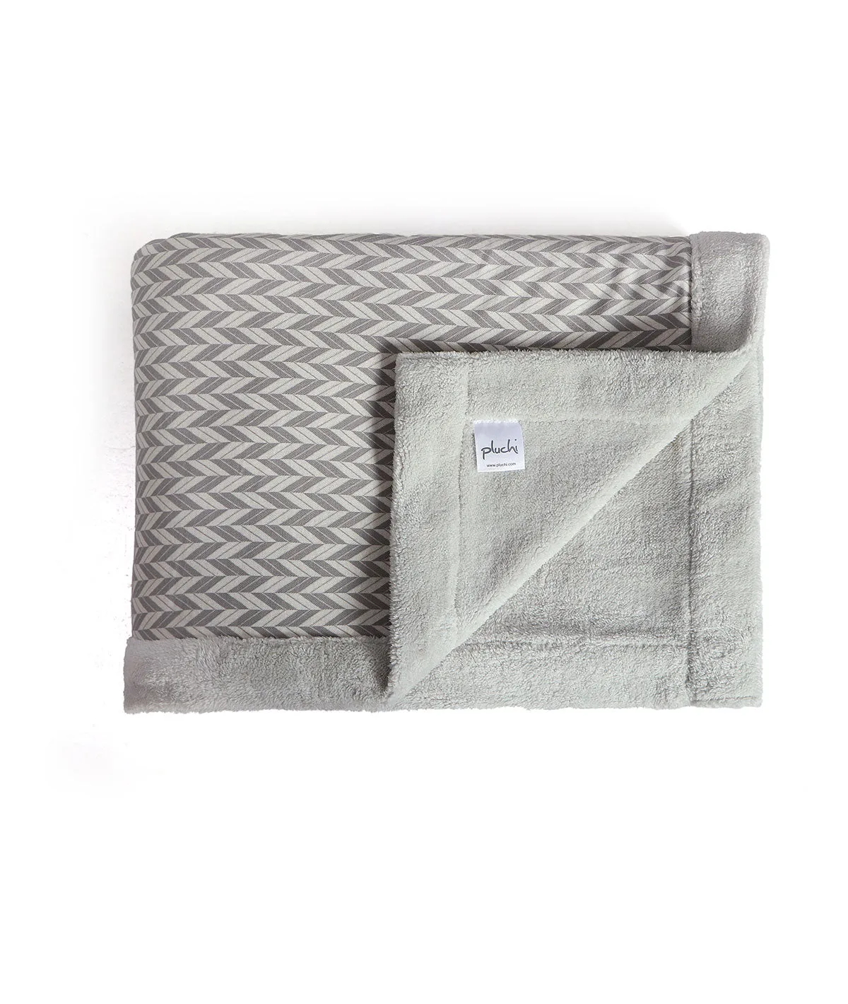 Eleanor- Grey & Natural Single Bed Cotton Knitted Blanket with Fur Back