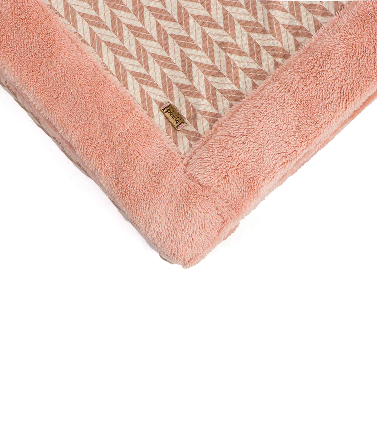 Eleanor- Pink & Natural Single Bed Cotton Knitted Blanket with Fur Back