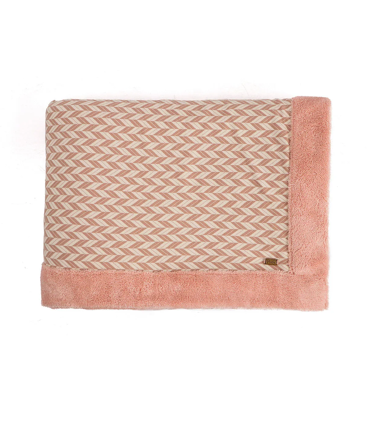 Eleanor- Pink & Natural Single Bed Cotton Knitted Blanket with Fur Back