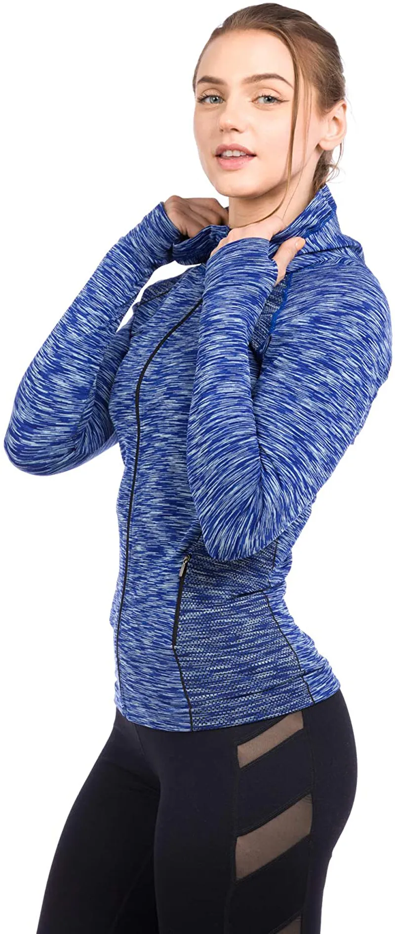 Epic MMA Gear Yoga Jacket - Women Athletic Zip up Jacket - Burnout Light Weight Soft Fleece - Hooded Sweatshirt