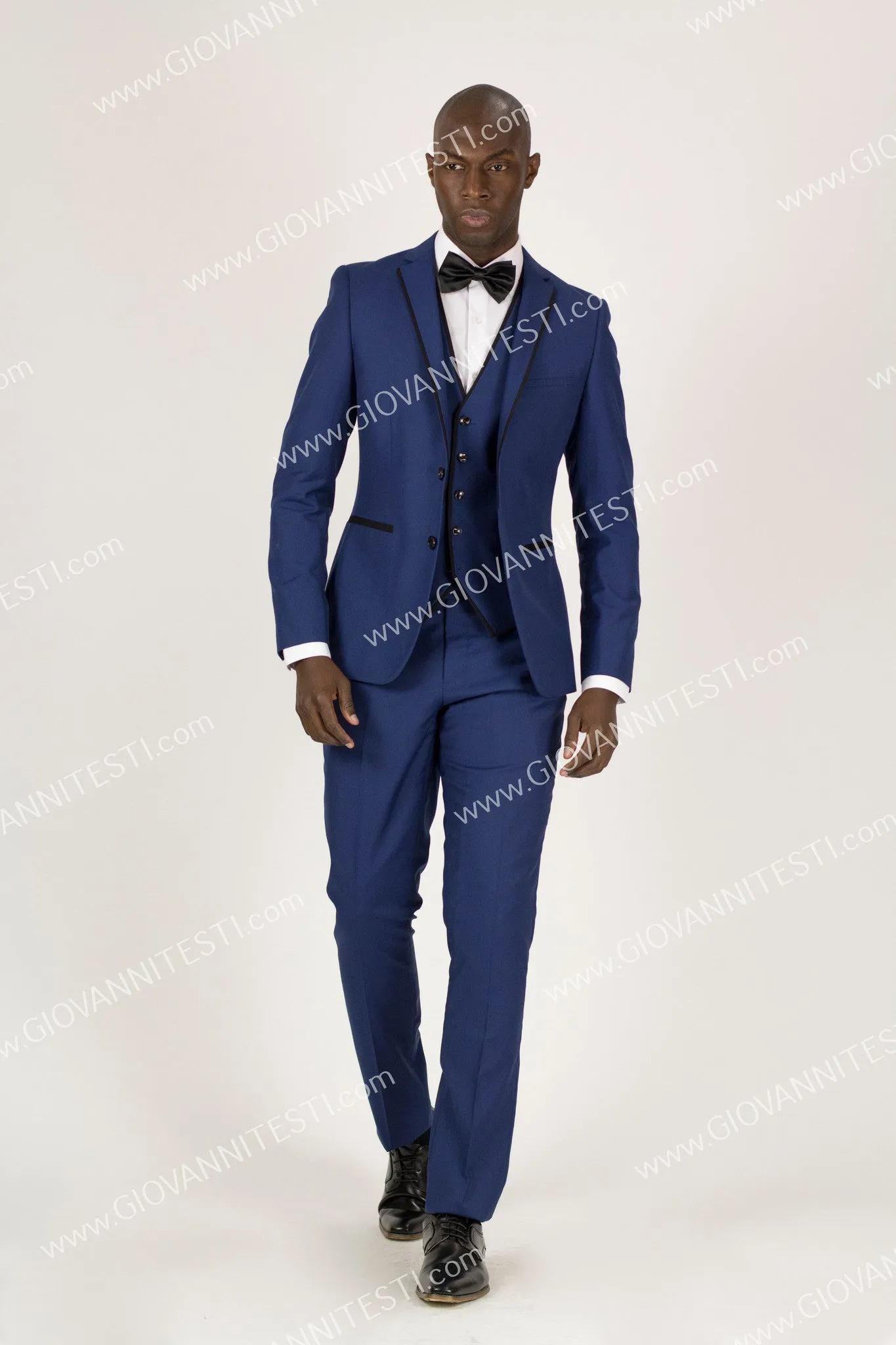 Fabio Fabrini 2 Button 3 Piece Blue Slim Fit Suit with Taping FF2NAV-1230 BLUE