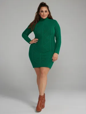 Fashion To Figure - Back Cutout Cable Knit Sweater Dress