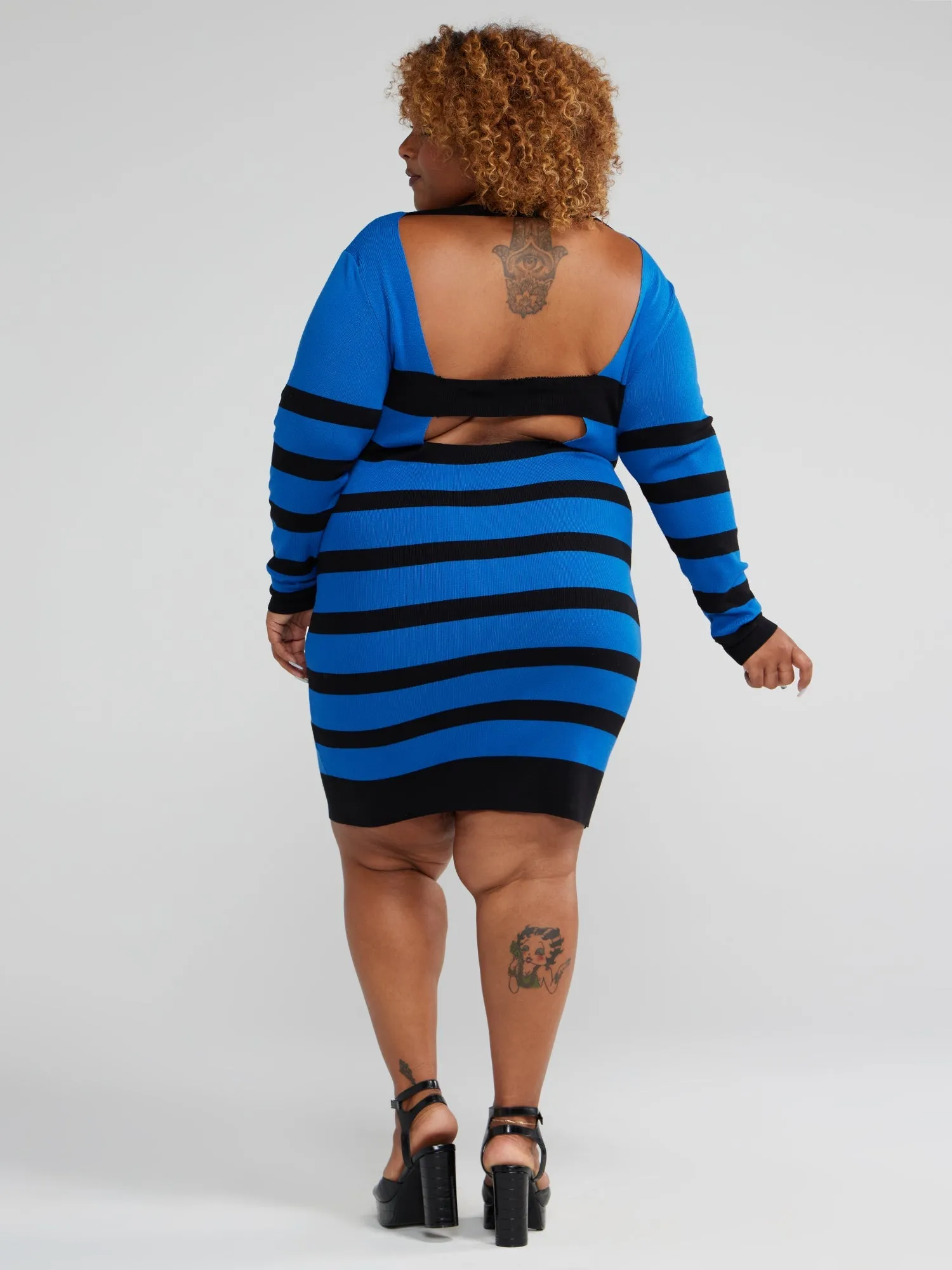 Fashion To Figure - Isabel Striped Sweater Dress with Back Detail