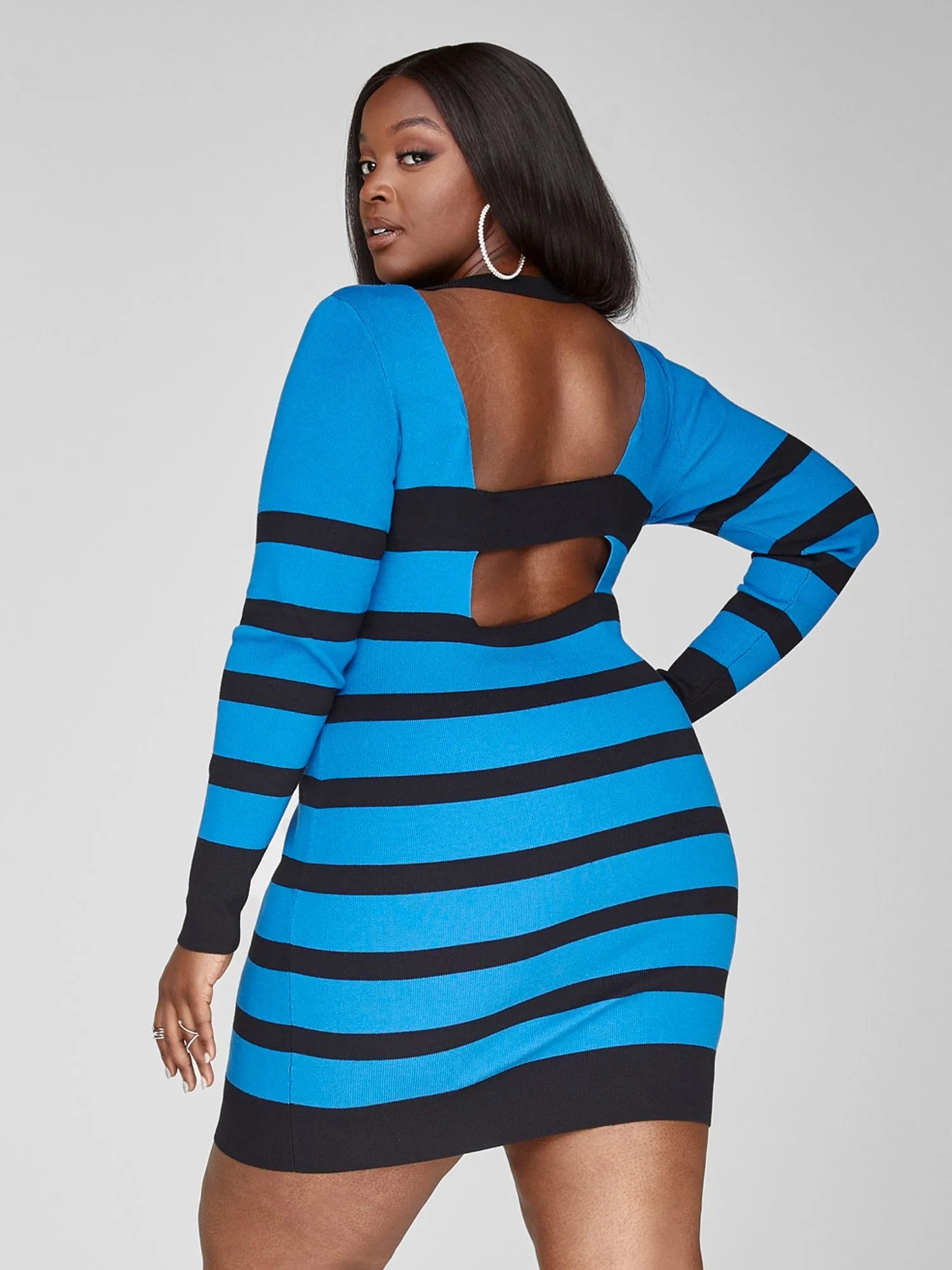 Fashion To Figure - Isabel Striped Sweater Dress with Back Detail