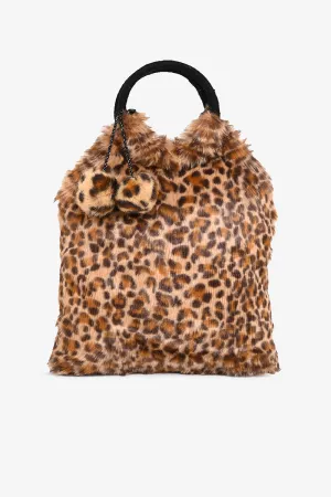 Faux Fur Fab Leopard Foldover Clutch