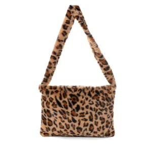 Fluffy Leopard Print Shoulder Bag