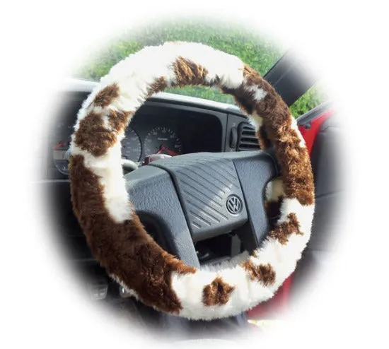 Fuzzy Faux fur Steering wheel cover in a choice of print's