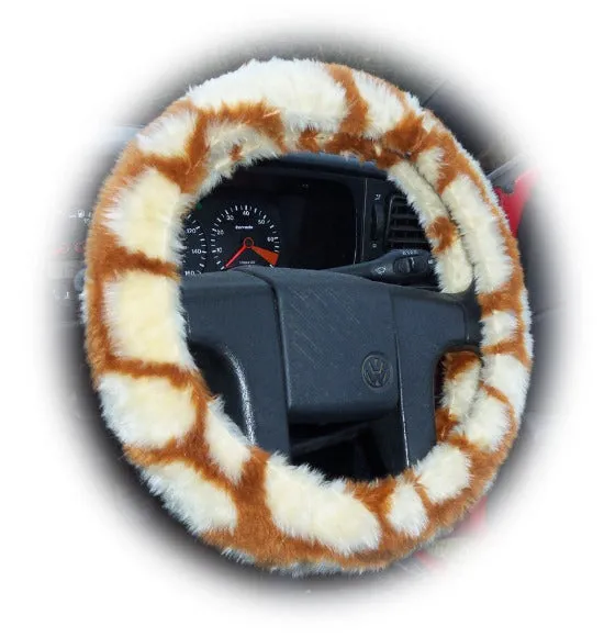 Fuzzy Faux fur Steering wheel cover in a choice of print's