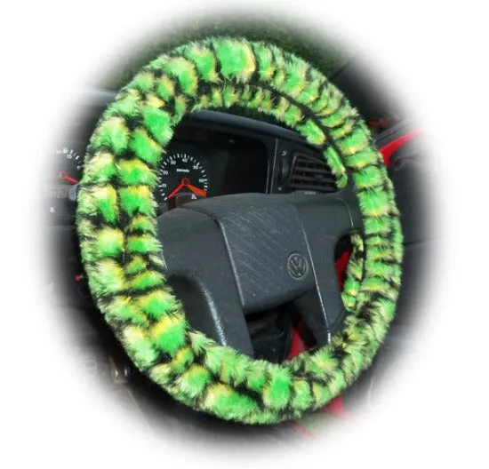 Fuzzy Faux fur Steering wheel cover in a choice of print's