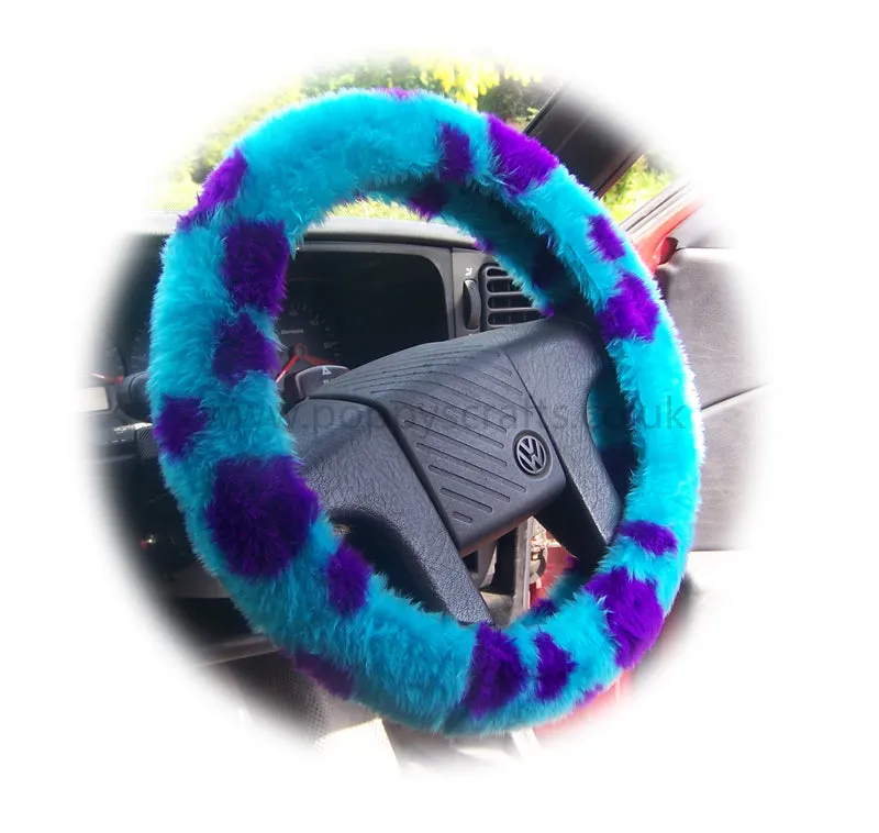 Fuzzy Faux fur Steering wheel cover in a choice of print's