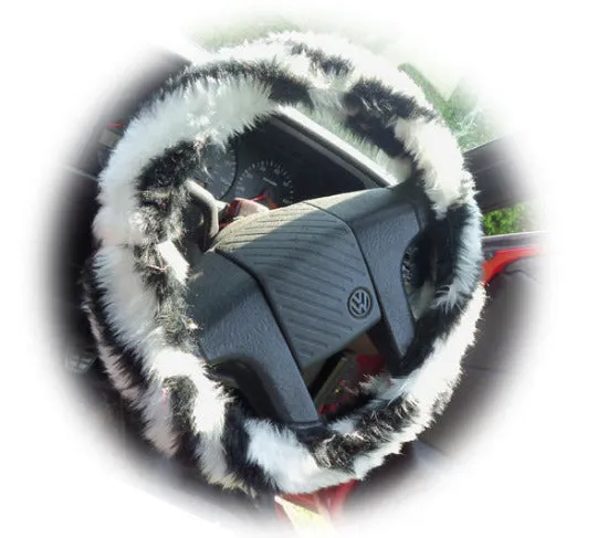 Fuzzy Faux fur Steering wheel cover in a choice of print's