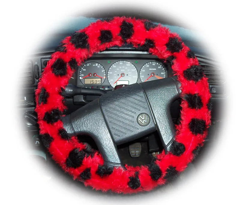 Fuzzy Faux fur Steering wheel cover in a choice of print's