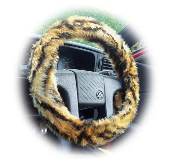 Fuzzy Faux fur Steering wheel cover in a choice of print's