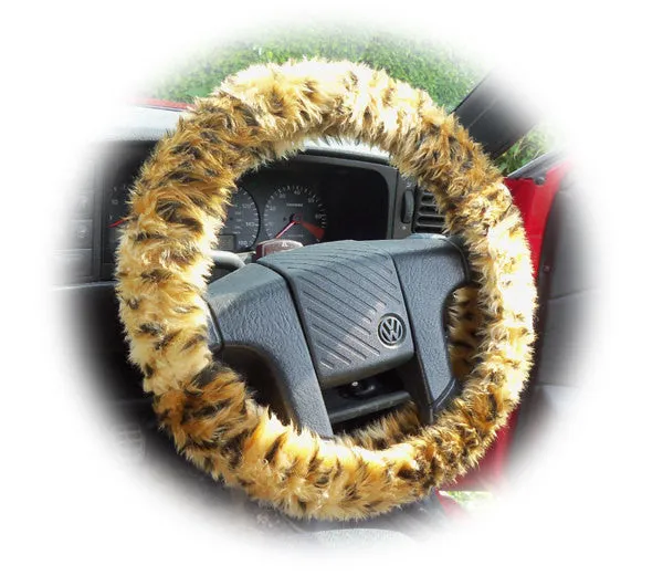 Fuzzy Faux fur Steering wheel cover in a choice of print's