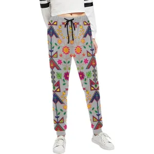 Geometric Floral Spring-Gray Women's Sweatpants