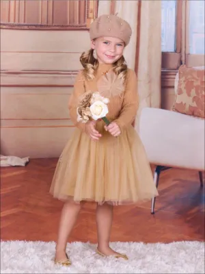 Girls Winter Gold Sweater Tutu Dress