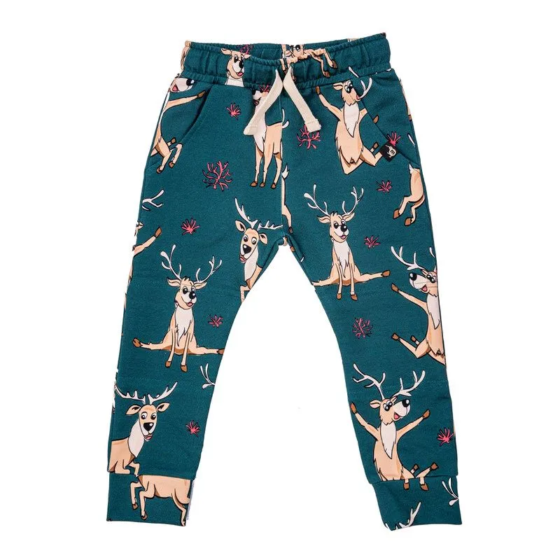 Green Reindeer Sweatpants