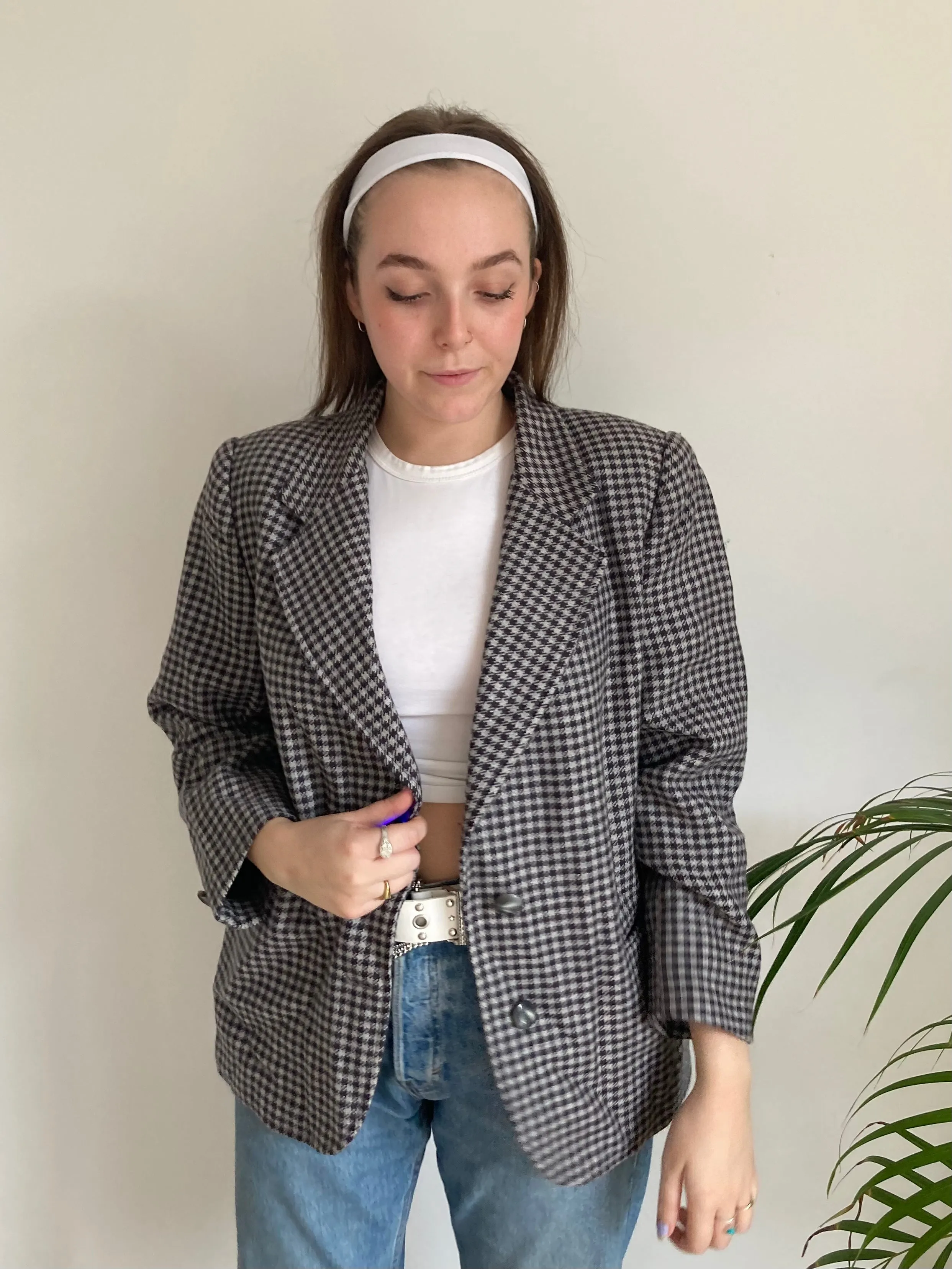 Grey Gingham Blazer (M)