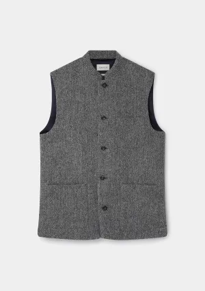 Grey Harris Tweed Nehru Waistcoat