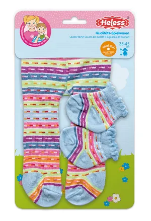 Heless Doll Tights & Socks Blue Striped Doll Size 35-45cm