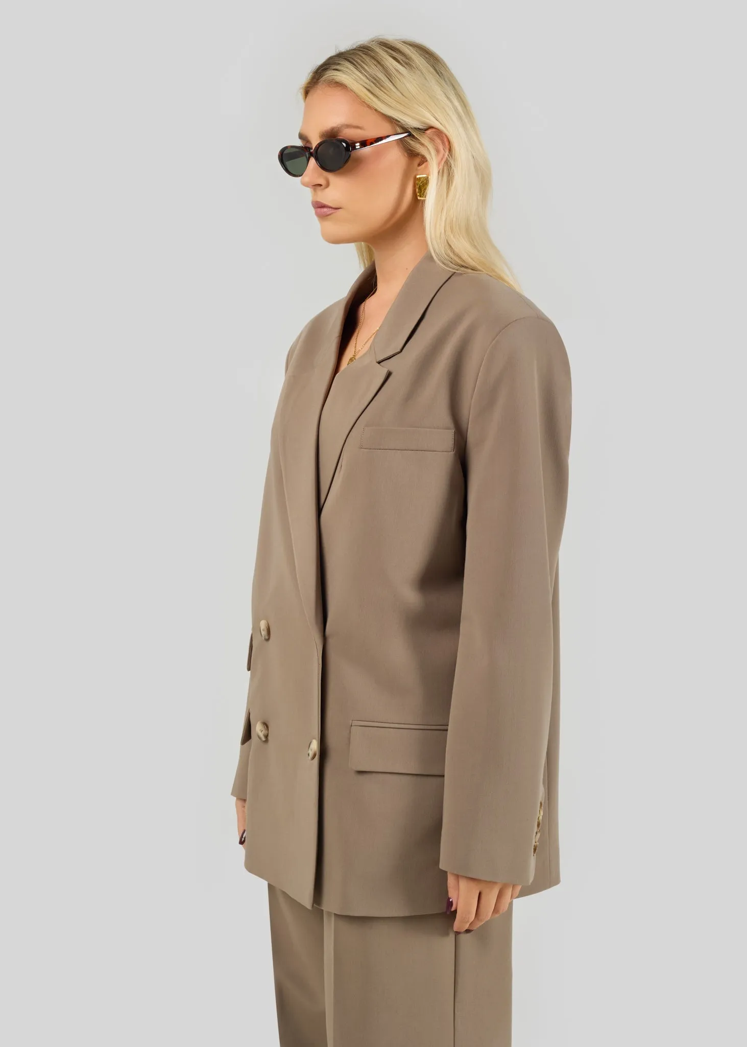 Jagger Double-Breasted Blazer Taupe