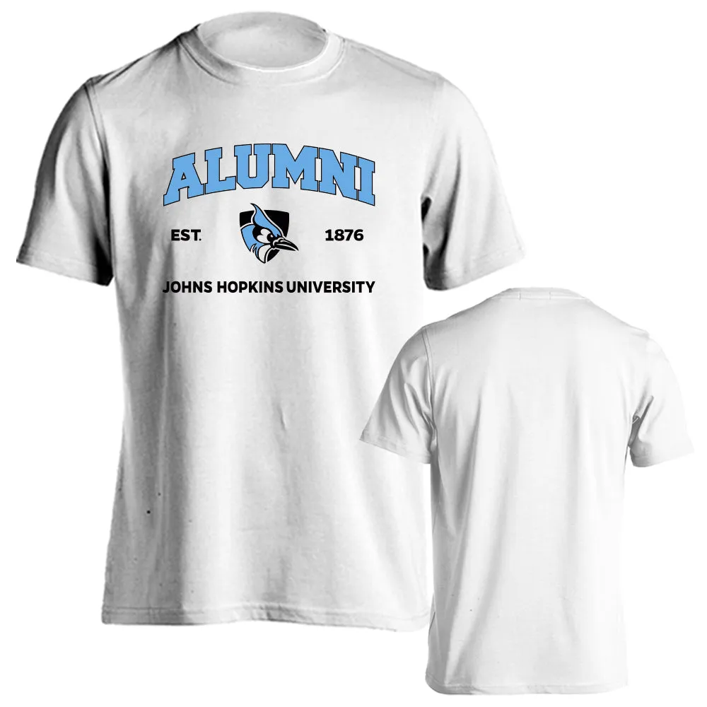 Johns Hopkins University Blue Jays Alumni Script Text Short Sleeve T-Shirt