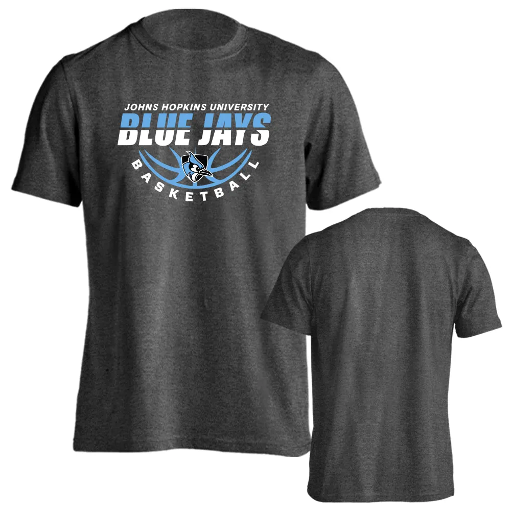 Johns Hopkins University Blue Jays Basketball Laces Logo Short Sleeve T-shirt